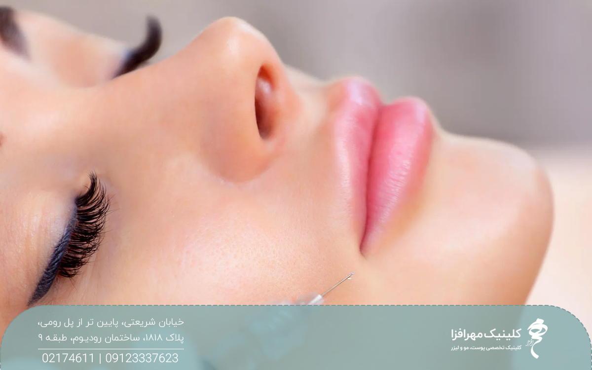 عکس از نیمرخ دختری که خوابیده و چشم هایش بسته است و سر سوزن سرنگ نزدیک لب فرد است